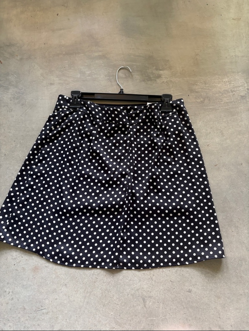 Polka Dot A-Line Skirt - Black with White Dots w/ bike pant